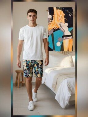 Loudmouth Size 40 Men's golf Shorts Flat Front Sexy Pin Up Girl Stretch Retro